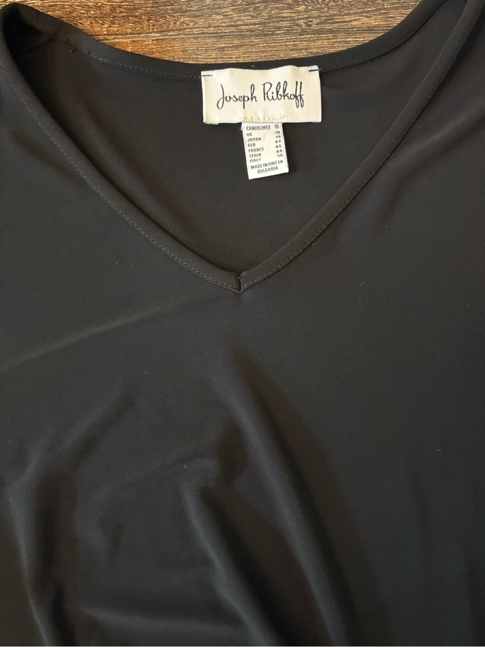 Joseph Ribkoff Blouse Women 16 Black Knot-Front Asymmetric 3/4 Sleeve - Picture 6 of 9